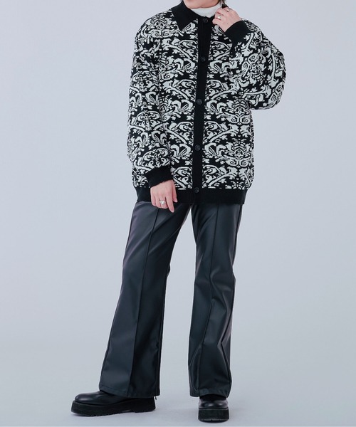 Ellno Loset（エルノロゼット）の「ダマスクポロニットカーディガン（カーディガン/ボレロ・メンズ・オフホワイト/ブラック・LARGE/MEDIUM）」の14枚目の写真