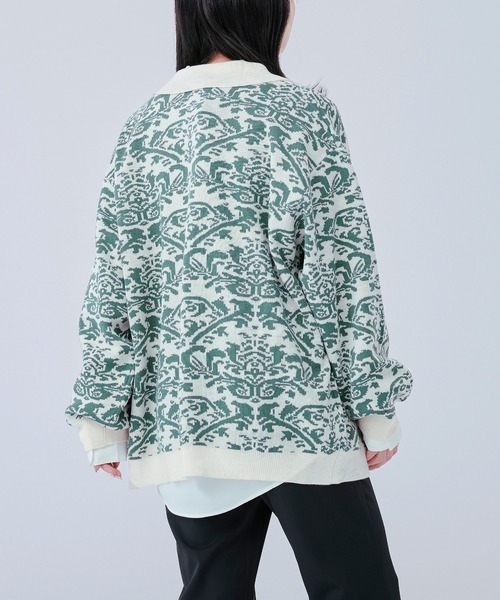 Ellno Loset（エルノロゼット）の「ダマスクポロニットカーディガン（カーディガン/ボレロ・メンズ・オフホワイト/ブラック・LARGE/MEDIUM）」の10枚目の写真