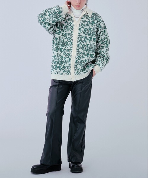 Ellno Loset（エルノロゼット）の「ダマスクポロニットカーディガン（カーディガン/ボレロ・メンズ・オフホワイト/ブラック・LARGE/MEDIUM）」の8枚目の写真