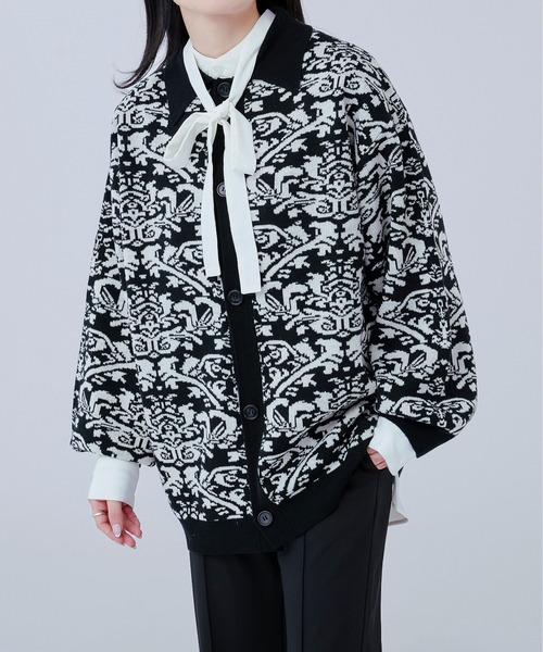 Ellno Loset（エルノロゼット）の「ダマスクポロニットカーディガン（カーディガン/ボレロ・メンズ・オフホワイト/ブラック・LARGE/MEDIUM）」の19枚目の写真