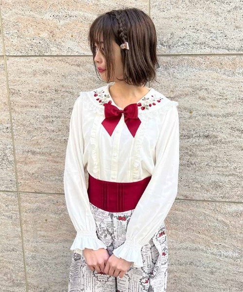 axes femme POETIQUE ストロベリーフィールド ブラウス ピンク Amazon | axes femme poetique(アクシーズファムポエティック