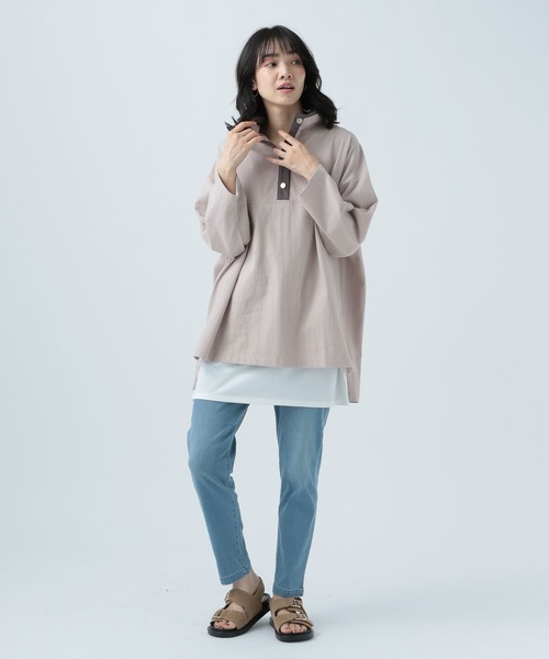 BAYFLOW(ベイフロー)の「ハーフアップロンT(Tシャツ/カットソー・レディース・ベージュ/グレー/オフホワイト・FREE)」の12枚目の写真