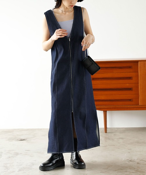 GeeRA（ジーラ）の「2wayデニムジャンパースカート（ジャンパースカート・レディース・インディゴブルー/グレー・MEDIUM/LARGE）」の9枚目の写真