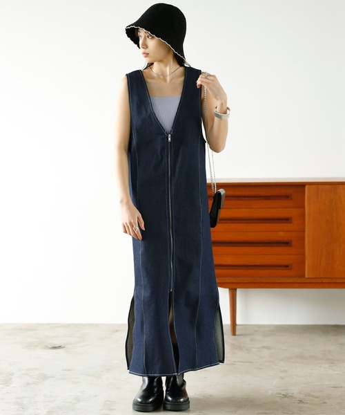 GeeRA（ジーラ）の「2wayデニムジャンパースカート（ジャンパースカート・レディース・インディゴブルー/グレー・MEDIUM/LARGE）」の3枚目の写真