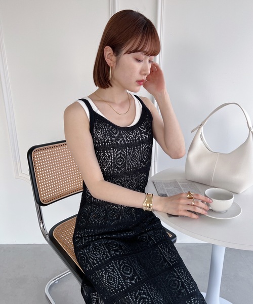 maje★クロシェニット マキシドレス ワンピース Maje クロシェニット マキシドレス | ホワイト | FARFETCH JP