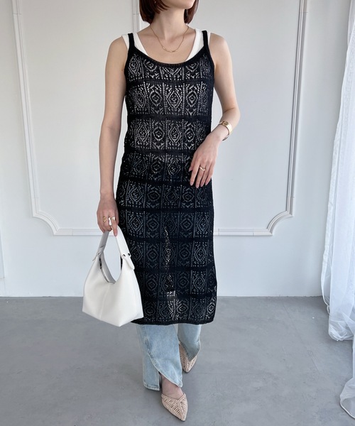 【Massimo dutti】クロシェキャミソールワンピース クロシェキャミワンピース｜WOMEN｜250HAF73-255F｜AZUL BY