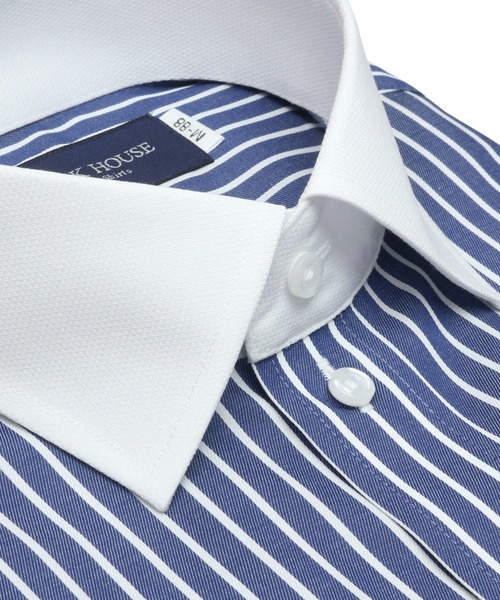 TOKYO SHIRTS(トウキョウシャツ)の「形態安定ノーアイロン クレリックワイド 長袖ビジネスワイシャツ(ビジネスシャツ・メンズ・ネイビー・首回り39cm-裄丈88cm/首回り42cm-裄丈90cm/首回り45cm-裄丈82cm/首回り45cm-裄丈86cm/首回り45cm-裄丈90cm/首回り47cm-裄丈86cm/首回り47cm-裄丈90cm/首回り43cm-裄丈90cm)」の2枚目の写真