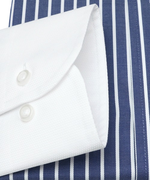 TOKYO SHIRTS(トウキョウシャツ)の「形態安定ノーアイロン クレリックワイド 長袖ビジネスワイシャツ(ビジネスシャツ・メンズ・ネイビー・首回り39cm-裄丈88cm/首回り42cm-裄丈90cm/首回り45cm-裄丈82cm/首回り45cm-裄丈86cm/首回り45cm-裄丈90cm/首回り47cm-裄丈86cm/首回り47cm-裄丈90cm/首回り43cm-裄丈90cm)」の3枚目の写真
