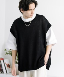 Rocky Monroe | オーバーサイズ コットンリネン プルオーバーノースリーブ サマーニットベスト(ベスト)