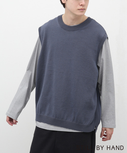 STILL BY HAND（スティルバイハンド）の「【STILL BY HAND / スティルバイハンド】テンジククルーベスト KN05231（ベスト・メンズ・チャコールグレー/グレー・46/48）」の2枚目の写真