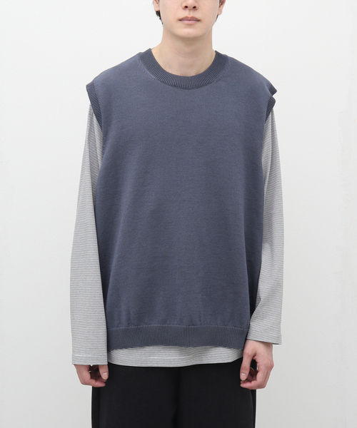 STILL BY HAND（スティルバイハンド）の「【STILL BY HAND / スティルバイハンド】テンジククルーベスト KN05231（ベスト・メンズ・チャコールグレー/グレー・46/48）」の7枚目の写真