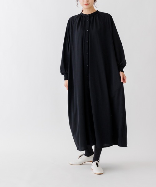 folka（フォルカ）の「1- ボリューム袖  ロング シャツワンピース コットン 長袖【folka】（ワンピース・レディース・ライトグレー/ブラック・FREE）」の5枚目の写真