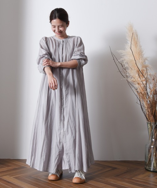 folka（フォルカ）の「1- ボリューム袖  ロング シャツワンピース コットン 長袖【folka】（ワンピース・レディース・ライトグレー/ブラック・FREE）」の17枚目の写真