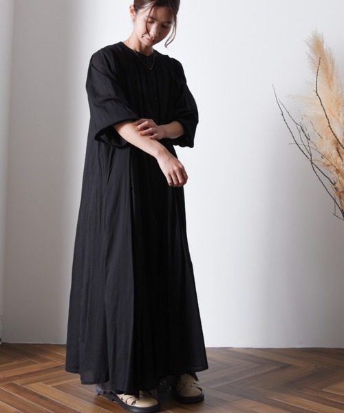 folka（フォルカ）の「1- ボリューム袖  ロング シャツワンピース コットン 長袖【folka】（ワンピース・レディース・ライトグレー/ブラック・FREE）」の13枚目の写真