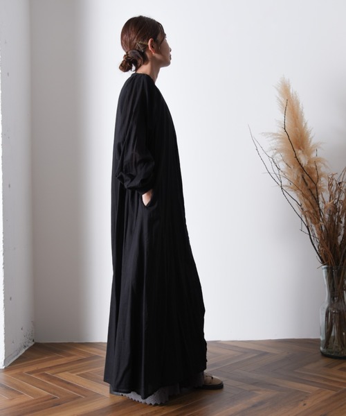 folka（フォルカ）の「1- ボリューム袖  ロング シャツワンピース コットン 長袖【folka】（ワンピース・レディース・ライトグレー/ブラック・FREE）」の15枚目の写真