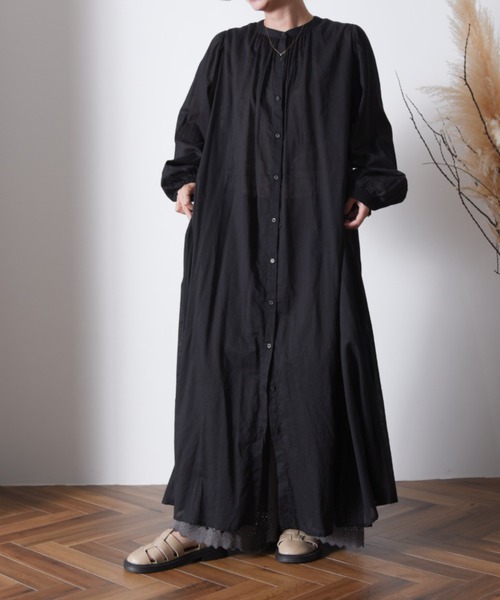 folka（フォルカ）の「1- ボリューム袖  ロング シャツワンピース コットン 長袖【folka】（ワンピース・レディース・ライトグレー/ブラック・FREE）」の16枚目の写真