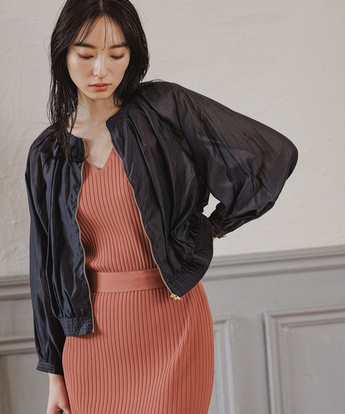 Andemiu（アンデミュウ）の「シアーブルゾン198907（ブルゾン・レディース・グレー/ベージュ/ネイビー・FREE）」の3枚目の写真