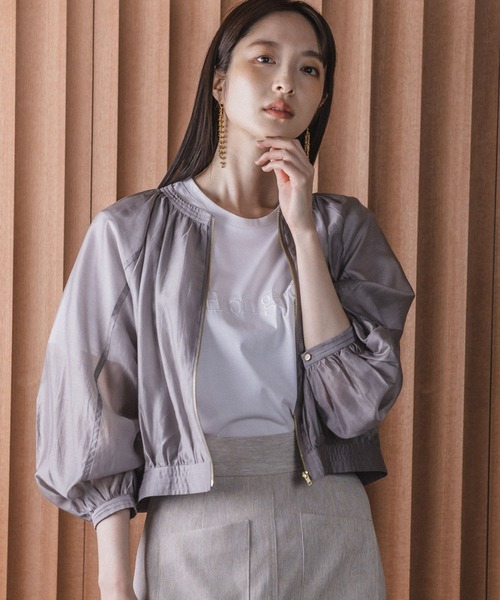 Andemiu（アンデミュウ）の「シアーブルゾン198907（ブルゾン・レディース・グレー/ベージュ/ネイビー・FREE）」の2枚目の写真