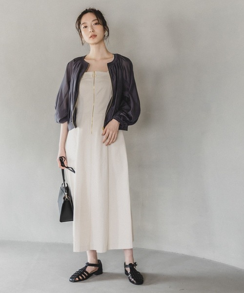 Andemiu（アンデミュウ）の「シアーブルゾン198907（ブルゾン・レディース・グレー/ベージュ/ネイビー・FREE）」の6枚目の写真