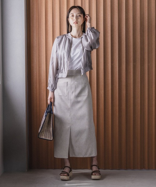 Andemiu（アンデミュウ）の「シアーブルゾン198907（ブルゾン・レディース・グレー/ベージュ/ネイビー・FREE）」の8枚目の写真