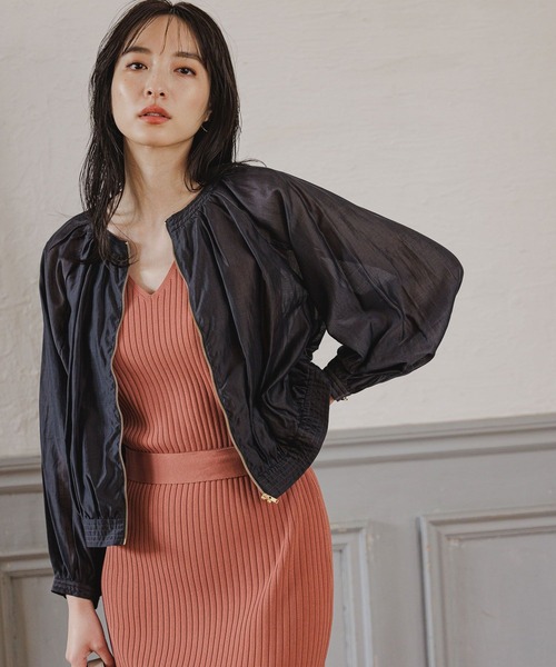 Andemiu（アンデミュウ）の「シアーブルゾン198907（ブルゾン・レディース・グレー/ベージュ/ネイビー・FREE）」の21枚目の写真