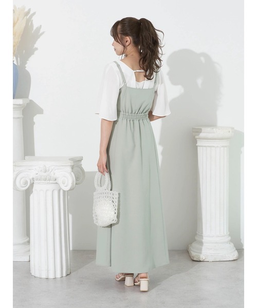 earth music&ecology（アースミュージックアンドエコロジー）の「SET2点ケープ+キャミワンピース（ワンピース・レディース・ブラック/ミント/モカ・S/M）」の16枚目の写真