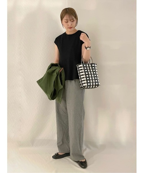 HONEYSUCKLE ROSE（ハニーサックルローズ）の「【HONEYSUCKLE ROSE】メルカドバッグ（かごバッグ・レディース・グリーン/ブラック・ONE SIZE）」の7枚目の写真