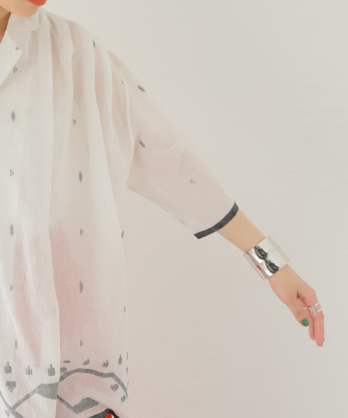 SEEALL　OPEN COLLAR TUCK SHIRTS ホワイト　36 SEEALL（シーオール）の「【SEEALL/シーオール】OPEN COLLAR