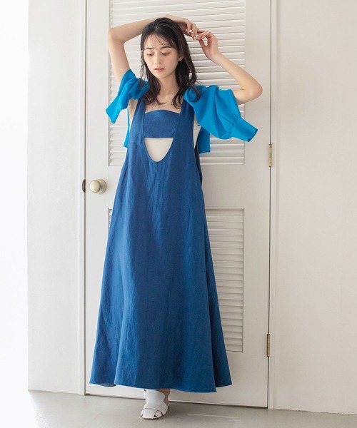 safilin linen jumper skirt dress(サフィランリネンジャンプスカート)