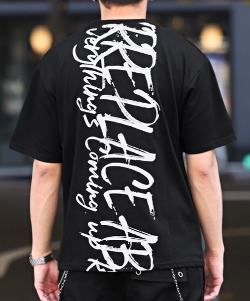 LUXSTYLE(ラグスタイル)の「落書きロゴプリント半袖Tシャツ(Tシャツ/カットソー・メンズ・ホワイト/ブラック・XL/L/M)」の3枚目の写真
