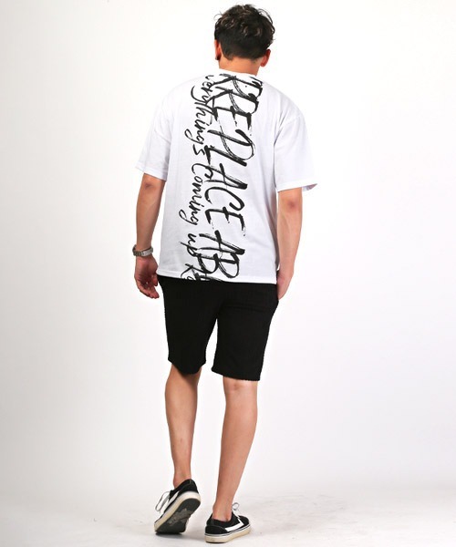 LUXSTYLE(ラグスタイル)の「落書きロゴプリント半袖Tシャツ(Tシャツ/カットソー・メンズ・ホワイト/ブラック・XL/L/M)」の6枚目の写真
