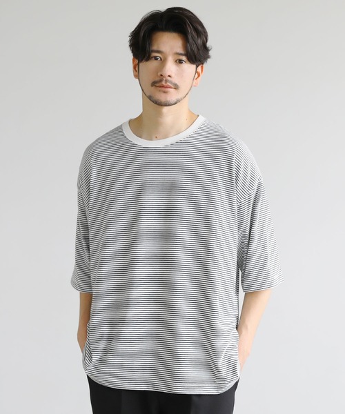 LIL VENDARS(リルヴェンダース)の「ビッグシルエット無地&ボーダー半袖Tシャツ(Tシャツ/カットソー・メンズ・ホワイト/ブラック×ホワイト/ネイビー×ホワイト/ブラック/ホワイト×ブラック/ホワイト系/ブラウン系/グレー/グレー系・L/M/XL)」の3枚目の写真