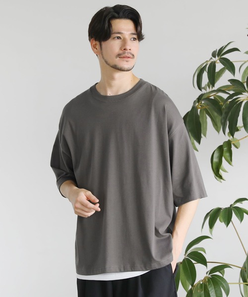 LIL VENDARS(リルヴェンダース)の「ビッグシルエット無地&ボーダー半袖Tシャツ(Tシャツ/カットソー・メンズ・ホワイト/ブラック×ホワイト/ネイビー×ホワイト/ブラック/ホワイト×ブラック/ホワイト系/ブラウン系/グレー/グレー系・L/M/XL)」の7枚目の写真
