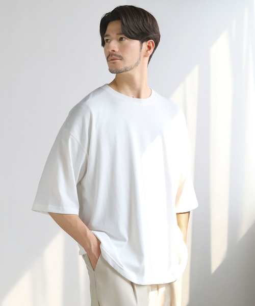 LIL VENDARS(リルヴェンダース)の「ビッグシルエット無地&ボーダー半袖Tシャツ(Tシャツ/カットソー・メンズ・ホワイト/ブラック×ホワイト/ネイビー×ホワイト/ブラック/ホワイト×ブラック/ホワイト系/ブラウン系/グレー/グレー系・L/M/XL)」の2枚目の写真