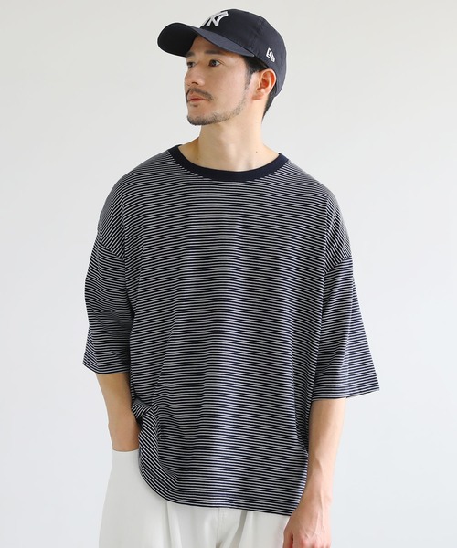 LIL VENDARS(リルヴェンダース)の「ビッグシルエット無地&ボーダー半袖Tシャツ(Tシャツ/カットソー・メンズ・ホワイト/ブラック×ホワイト/ネイビー×ホワイト/ブラック/ホワイト×ブラック/ホワイト系/ブラウン系/グレー/グレー系・L/M/XL)」の9枚目の写真