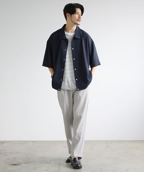 LIL VENDARS(リルヴェンダース)の「ビッグシルエット無地&ボーダー半袖Tシャツ(Tシャツ/カットソー・メンズ・ホワイト/ブラック×ホワイト/ネイビー×ホワイト/ブラック/ホワイト×ブラック/ホワイト系/ブラウン系/グレー/グレー系・L/M/XL)」の15枚目の写真