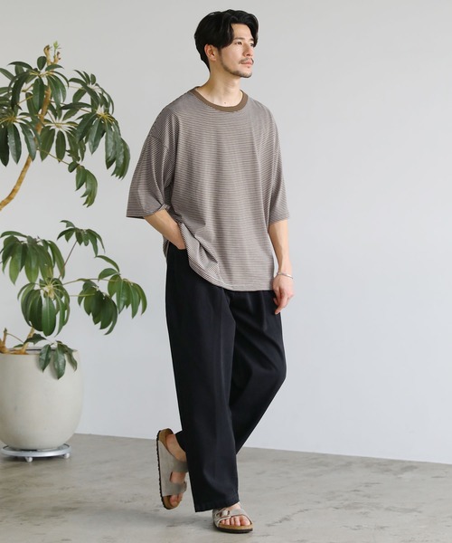 LIL VENDARS(リルヴェンダース)の「ビッグシルエット無地&ボーダー半袖Tシャツ(Tシャツ/カットソー・メンズ・ホワイト/ブラック×ホワイト/ネイビー×ホワイト/ブラック/ホワイト×ブラック/ホワイト系/ブラウン系/グレー/グレー系・L/M/XL)」の21枚目の写真