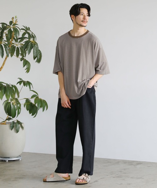 LIL VENDARS(リルヴェンダース)の「ビッグシルエット無地&ボーダー半袖Tシャツ(Tシャツ/カットソー・メンズ・ホワイト/ブラック×ホワイト/ネイビー×ホワイト/ブラック/ホワイト×ブラック/ホワイト系/ブラウン系/グレー/グレー系・L/M/XL)」の22枚目の写真