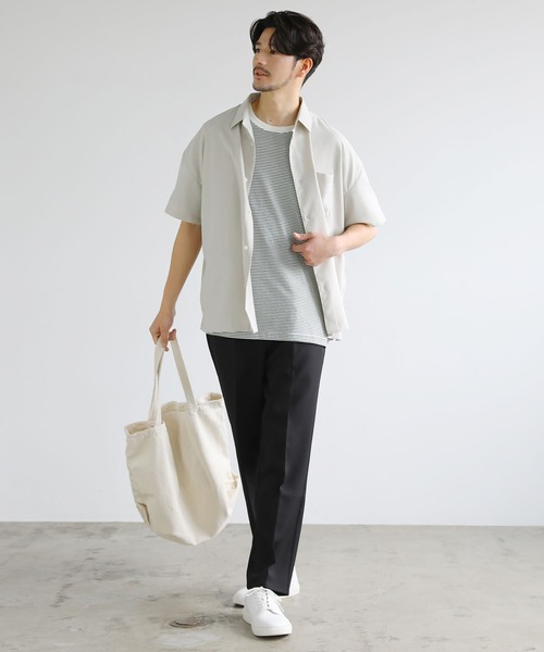 LIL VENDARS(リルヴェンダース)の「ビッグシルエット無地&ボーダー半袖Tシャツ(Tシャツ/カットソー・メンズ・ホワイト/ブラック×ホワイト/ネイビー×ホワイト/ブラック/ホワイト×ブラック/ホワイト系/ブラウン系/グレー/グレー系・L/M/XL)」の12枚目の写真