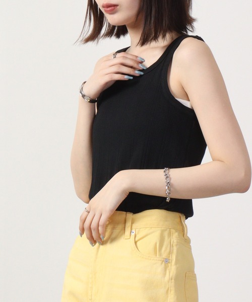hunch（ハンチ）の「hunch ランダムリブ　2WAYラウンドネックタンクトップ（タンクトップ・レディース・ブルー系/カーキブラウン/ブラック×ホワイト/ブラック/ホワイト×ブラック/オフホワイト・FREE）」の14枚目の写真