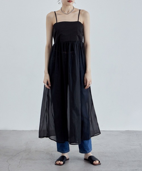 etoll.(エトル)の「オーガンジーキャミワンピース(ワンピース・レディース・ブラック/アイボリー・M)」の19枚目の写真