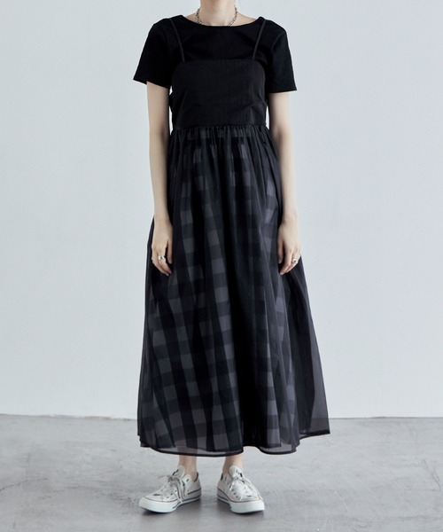 etoll.(エトル)の「オーガンジーキャミワンピース(ワンピース・レディース・ブラック/アイボリー・M)」の17枚目の写真