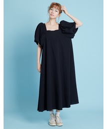 puff sleeve long dress