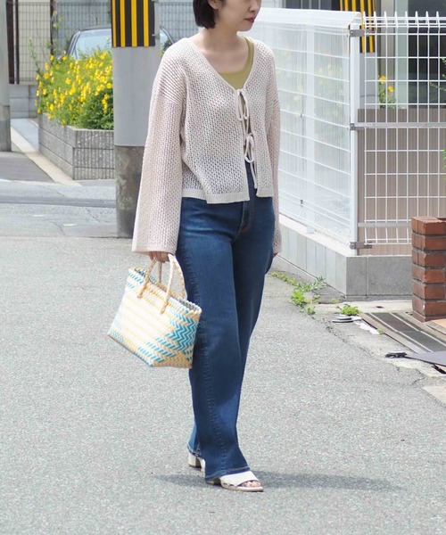 cepo(セポ)の「メッシュニット ボレロカーディガン 2WAY(カーディガン/ボレロ・レディース・イエロー/オフホワイト/チャコール・M)」の15枚目の写真