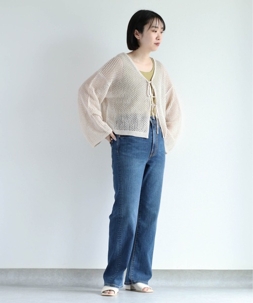 cepo(セポ)の「メッシュニット ボレロカーディガン 2WAY(カーディガン/ボレロ・レディース・イエロー/オフホワイト/チャコール・M)」の9枚目の写真