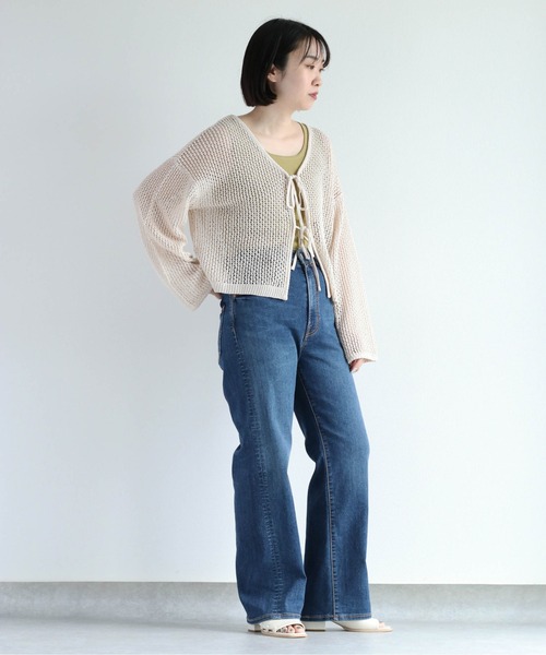 cepo(セポ)の「メッシュニット ボレロカーディガン 2WAY(カーディガン/ボレロ・レディース・イエロー/オフホワイト/チャコール・M)」の12枚目の写真