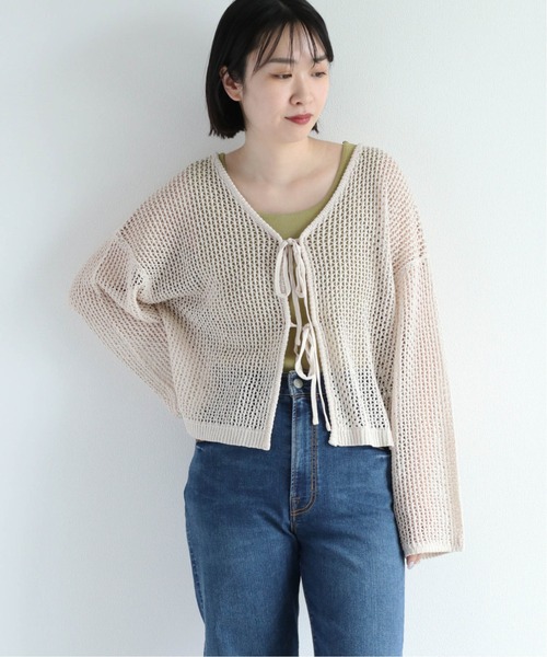 cepo(セポ)の「メッシュニット ボレロカーディガン 2WAY(カーディガン/ボレロ・レディース・イエロー/オフホワイト/チャコール・M)」の4枚目の写真