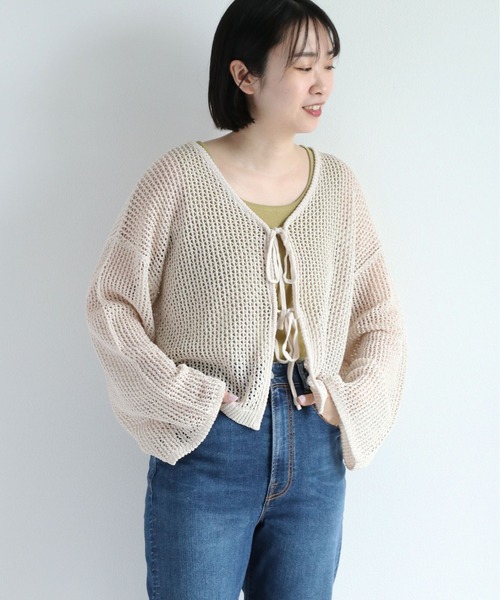 cepo(セポ)の「メッシュニット ボレロカーディガン 2WAY(カーディガン/ボレロ・レディース・イエロー/オフホワイト/チャコール・M)」の7枚目の写真