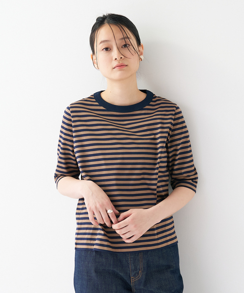 collex(コレックス)の「<手洗い可>ベーシックコットンTシャツ(Tシャツ/カットソー・レディース・ブルー/ブルー系その他/ベージュ系その他/ホワイト・フリー)」の2枚目の写真