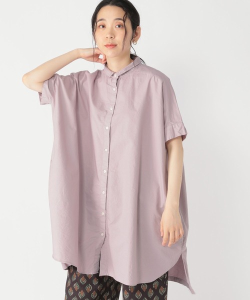 studio CLIP(スタディオクリップ)の「製品染めオックス半袖ワンピース(シャツワンピース・レディース・ブラウン/ネイビー/ピンク・FREE)」の3枚目の写真